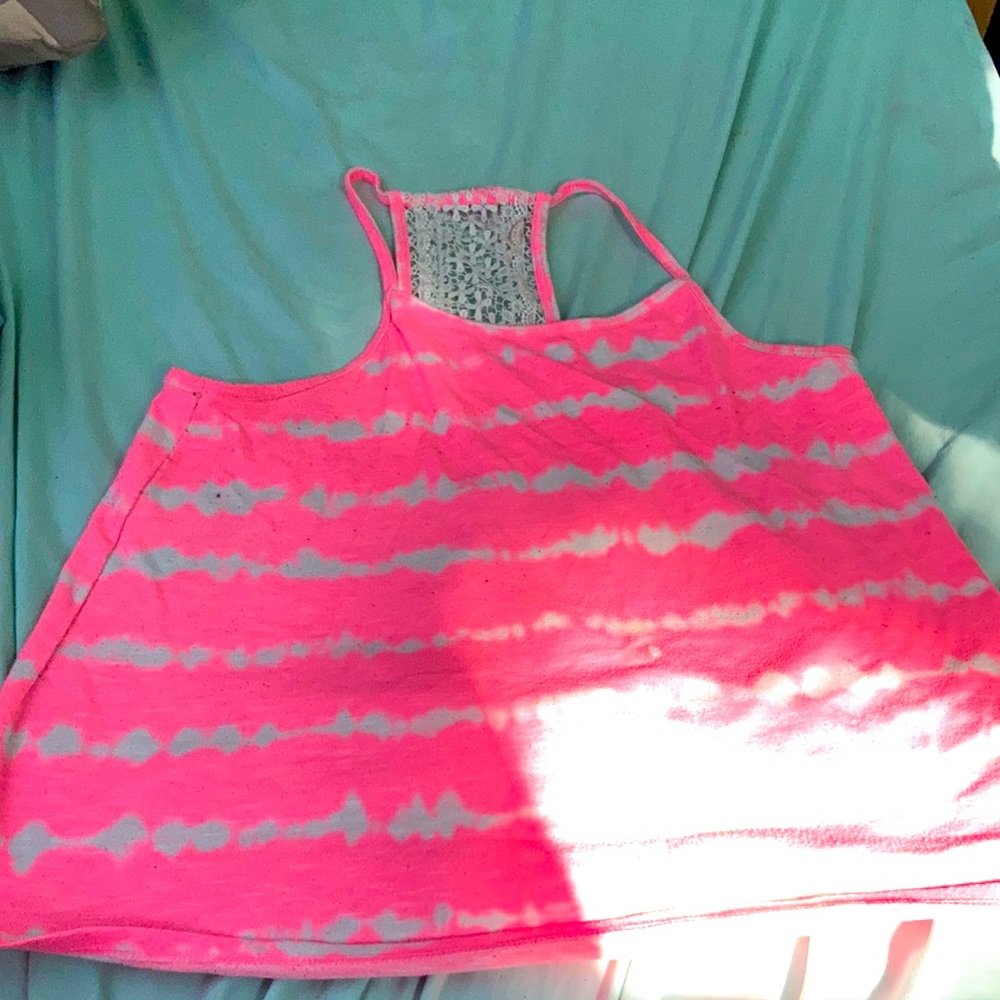 Pink and white top